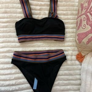 High Waisted Black Bikini Set